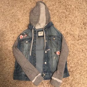 Floral mudd hooded jean jacket